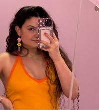 Load image into Gallery viewer, Blue/Yellow/Orange Fuzzy Daisy Earrings - JANUARY