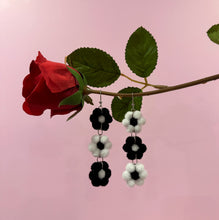 Load image into Gallery viewer, Black/White Fuzzy Daisy Earrings - DECEMBER
