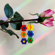 Load image into Gallery viewer, Rainbow Fuzzy Daisy Earrings - JUNE