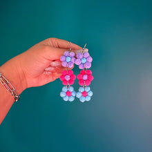Load image into Gallery viewer, Purple/Pink/Blue Fuzzy Daisy Earrings - AUGUST