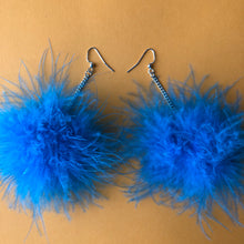 Load image into Gallery viewer, Blue Fluffy Earrings