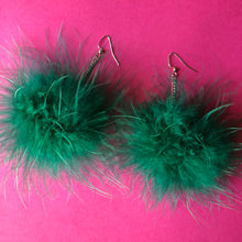 Load image into Gallery viewer, Hunter Green Fluffy Earrings