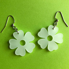 Load image into Gallery viewer, GLOW IN THE DARK Aqua Flower Earrings