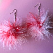 Load image into Gallery viewer, Red and White Fluffy Earrings