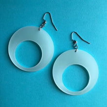 Load image into Gallery viewer, GLOW IN THE DARK Aqua Mod Hoop Earrings