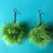 Load image into Gallery viewer, Moss Green Fluffy Earrings