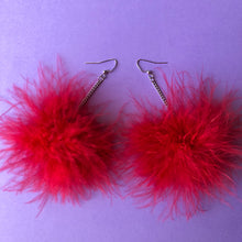 Load image into Gallery viewer, Red Fluffy Earrings