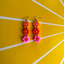 Load image into Gallery viewer, Orange/Blood Orange/Pink Fuzzy Daisy Earrings - MAY
