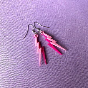 Pink Storm Lightning Bolt Earrings