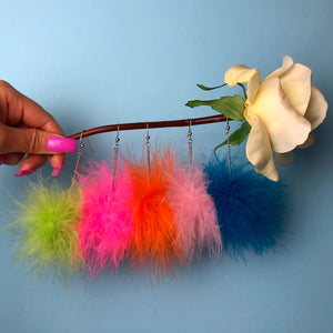 Red and White Fluffy Earrings