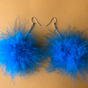 Blue Fluffy Earrings