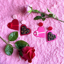 Load image into Gallery viewer, Heart-Shaped Box of Chocolates Clay Earrings
