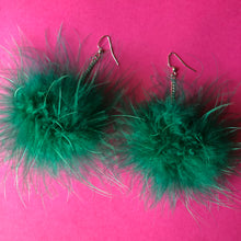 Load image into Gallery viewer, Hunter Green Fluffy Earrings
