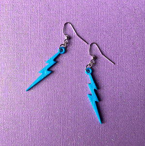 Blue Lightning Bolt Earrings