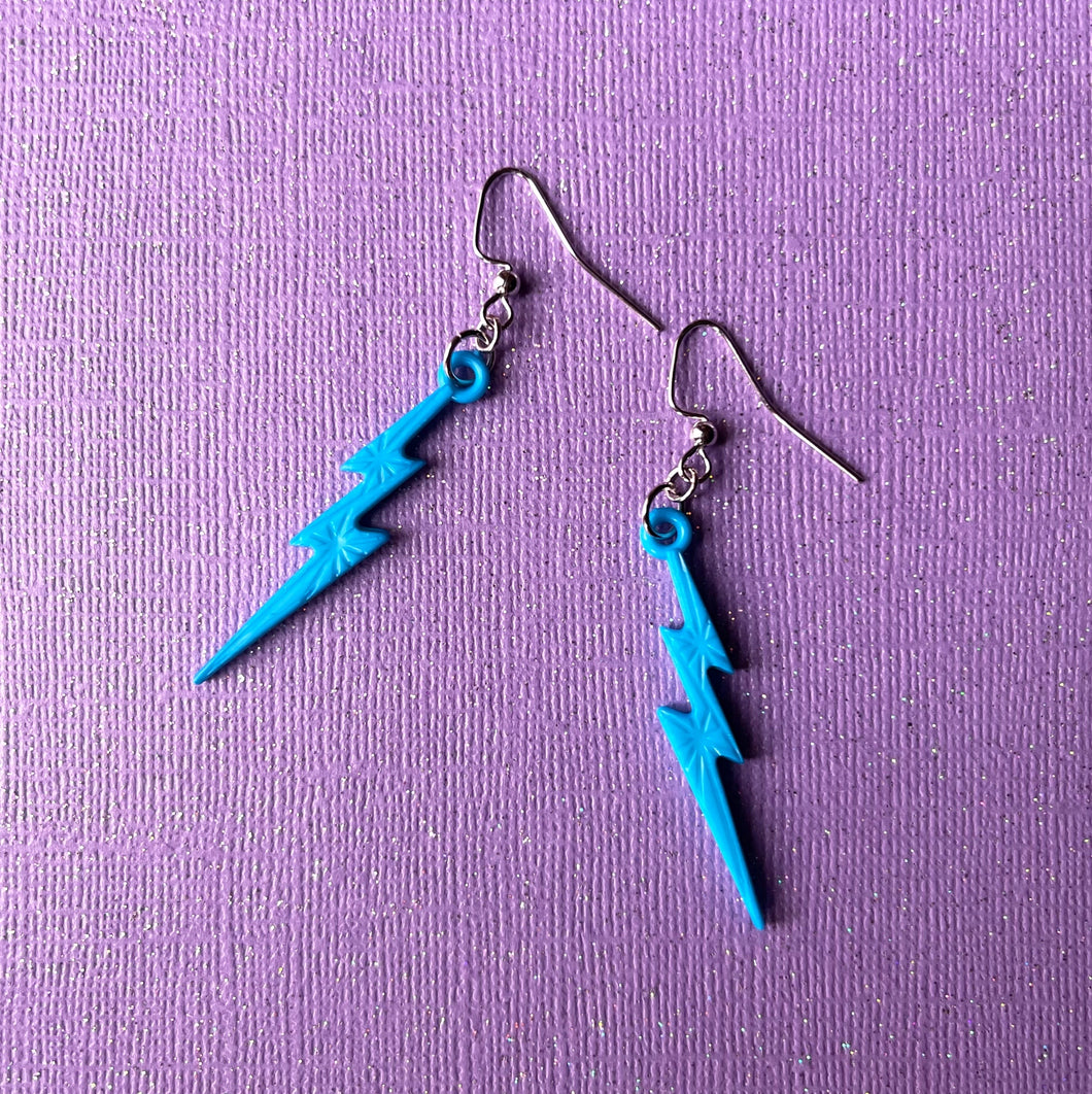 Blue Lightning Bolt Earrings