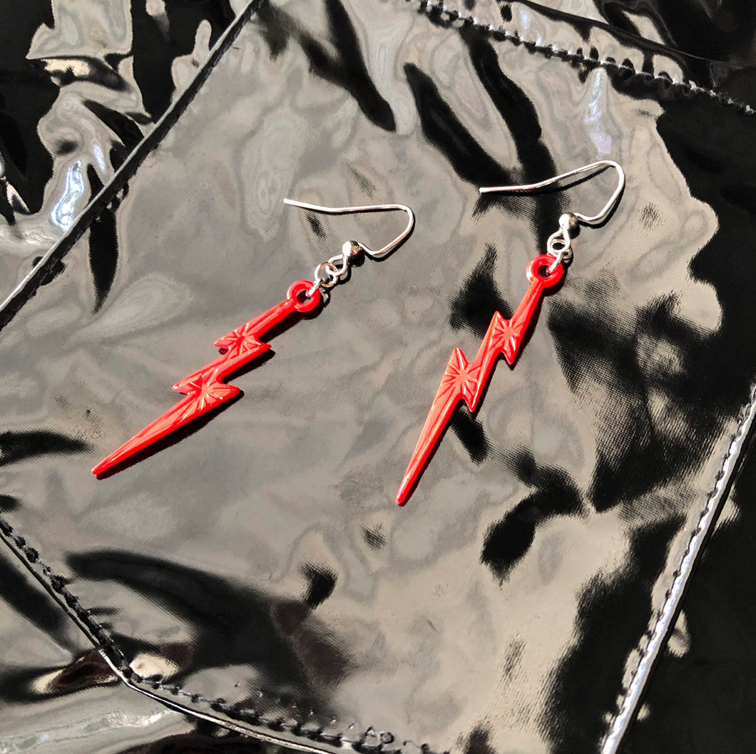 Red Lightning Bolt Earrings