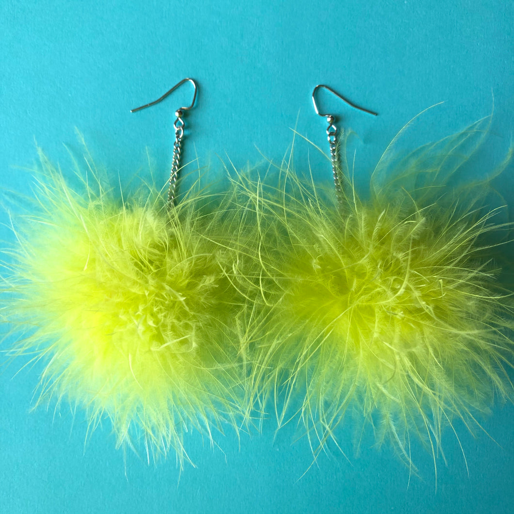 Chartreuse Fluffy Earrings