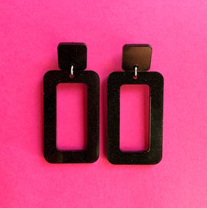 Sparkly Black Rectangle Earrings