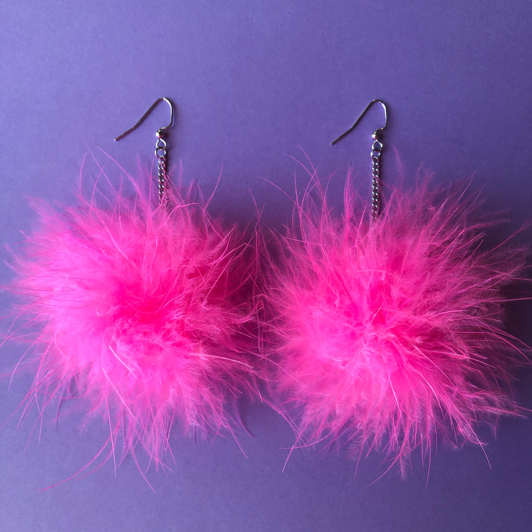 Hot Pink Fluffy Earrings