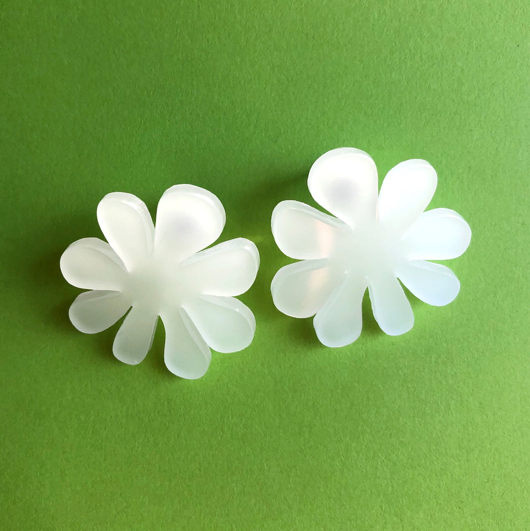 GLOW IN THE DARK Aqua Doodle Flower Earrings