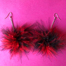 Load image into Gallery viewer, Red and Black Fluffy Earrings
